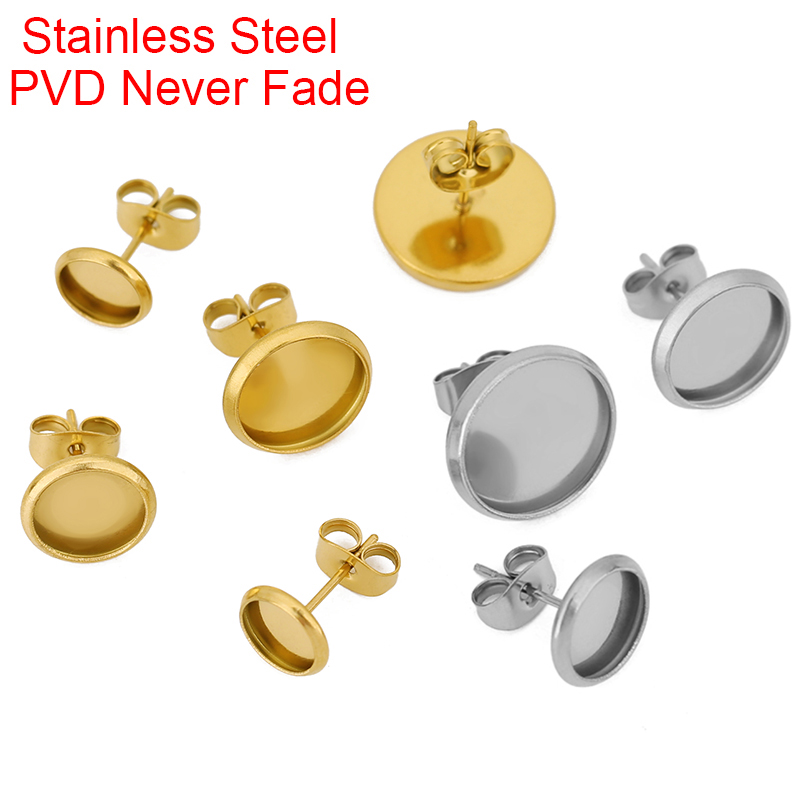 Jewelry Making Soldering Kit - 20pcs PVD ไม่เคยจางหายสแตนเลสสตีลสตั๊ดต่างหูฐาน 6 8 10