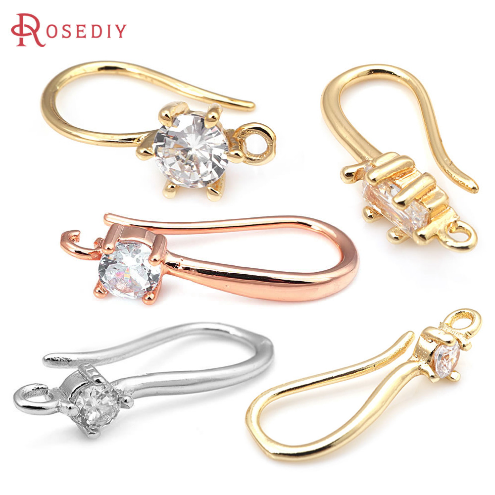 Jewelry Making Earring Supplies - 18K Gold สีทองเหลืองเพทายรอบต่างหูตะขอคุณภาพสูง DIY เครื่องประดับทําอุปกรณ์ต่างหูอุปกรณ์เสริมสําหรับผู้หญิง