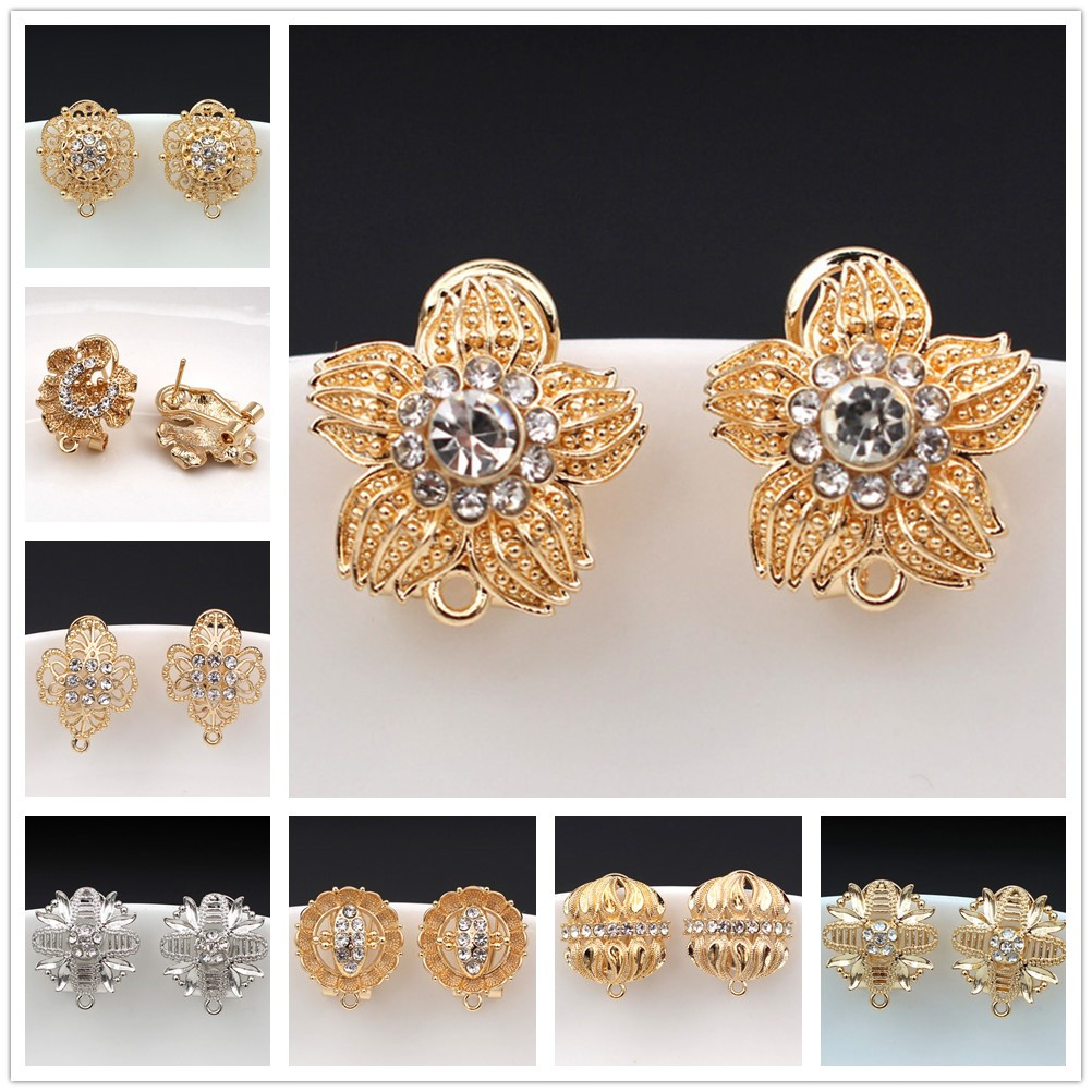 Jewelry Making Dubai - ต่างหูดอกไม้ประดับเพชร CZ 10 คู่ พร้อมห่วงเกี่ยว สำหรับงาน