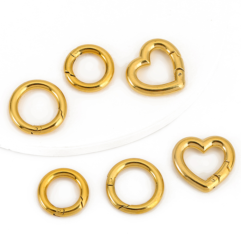 Jewelry Making Equipment - ตัวล็อกสแตนเลส 2 ชิ้น รูปหัวใจ วงกลม แบบก้ามปู