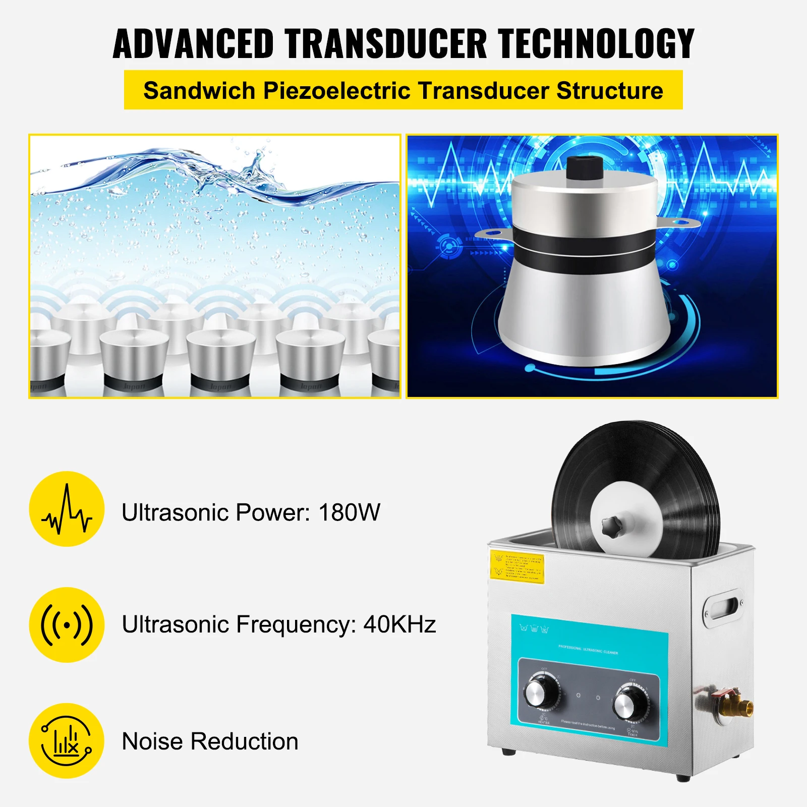 Jewelry Making Equipment - เครื่องทำความสะอาดแผ่นเสียงไวนิล SIHAO 6 ลิตร พร้อมปุ่มควบคุม 180