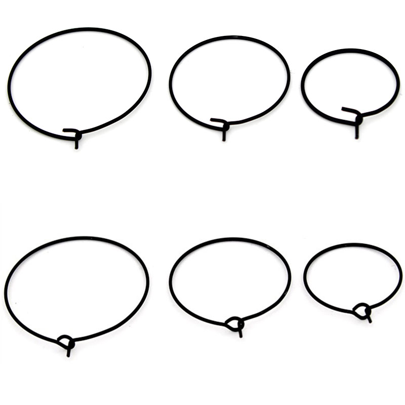 Jewelry Making Earring Supplies - ต่างหูห่วงวงกลมสีดำสแตนเลสขนาด 20 มม. 25 มม. 30
