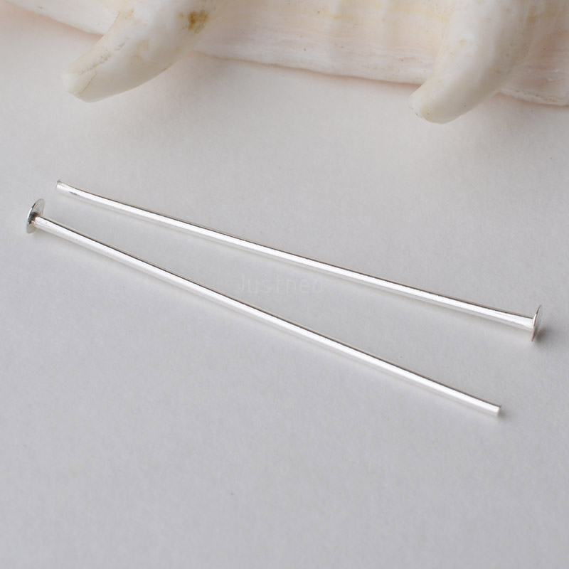 Jewelry Making Head Pins - เข็มเงินแท้ 925 หัวแบน, เข็มเงินรูปตัว T สำหรับงานทำเครื่องประดับ