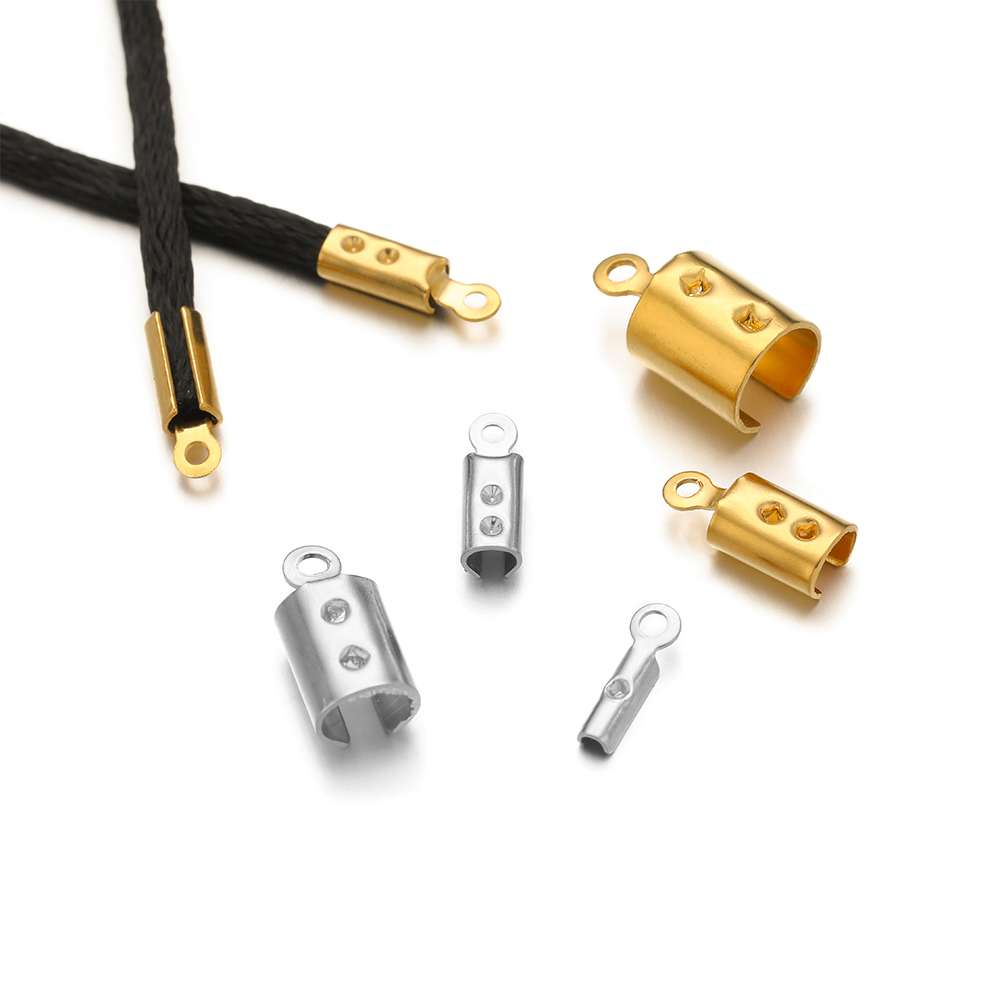 Jewelry Making Supplies - 50pcs สแตนเลสสตีลคุณภาพสูง CRIMP End ลูกปัดหมวกหนังคลิปสําหรับเครื่องประดับ DIY