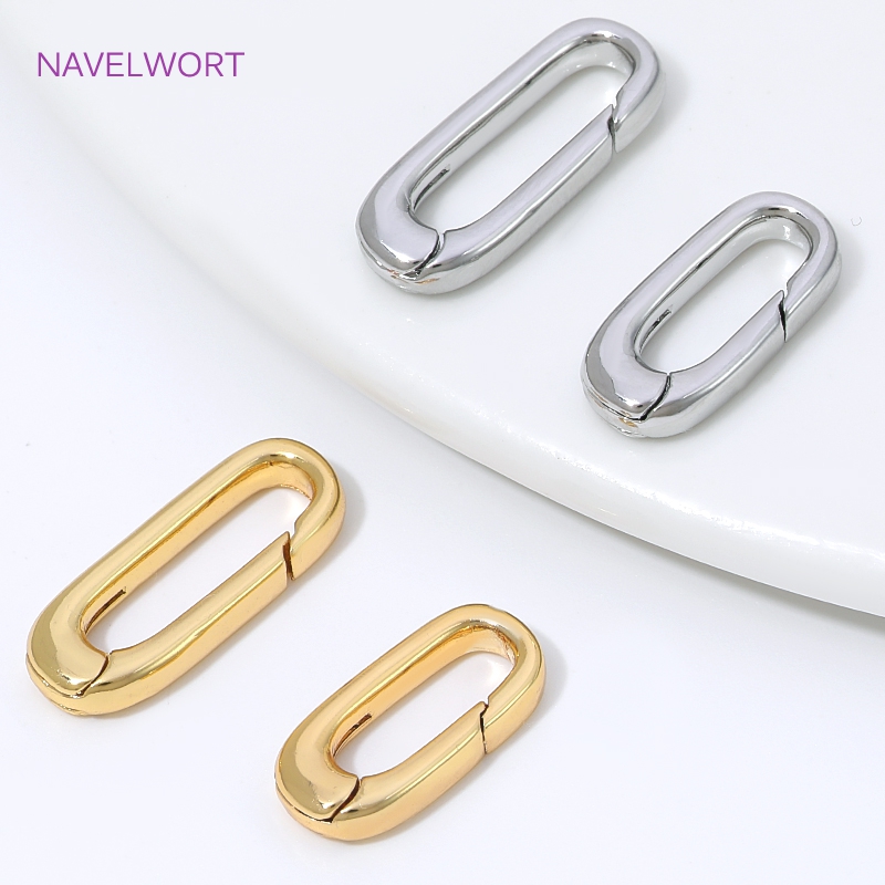 Jewelry Making Supplies - ตัวล็อคแบบสปริงรูปวงรีชุบทอง 18K จำนวน 1/2/4 ชิ้น สำหรับเครื่องประดับ,