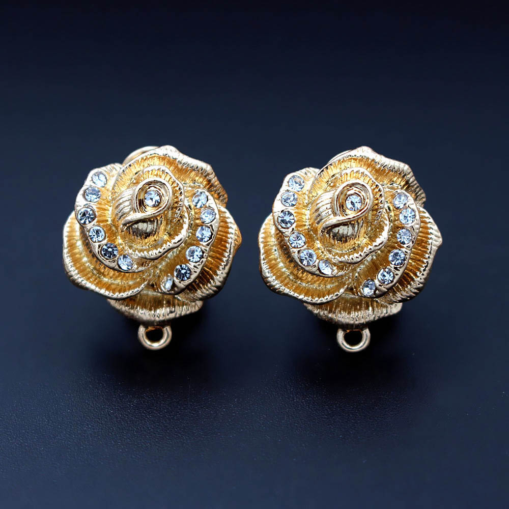 Jewelry Making Dubai - 10 คู่แอฟริกันต่างหูโพสต์สตั๊ด LOOP Connector ประดับ CZ