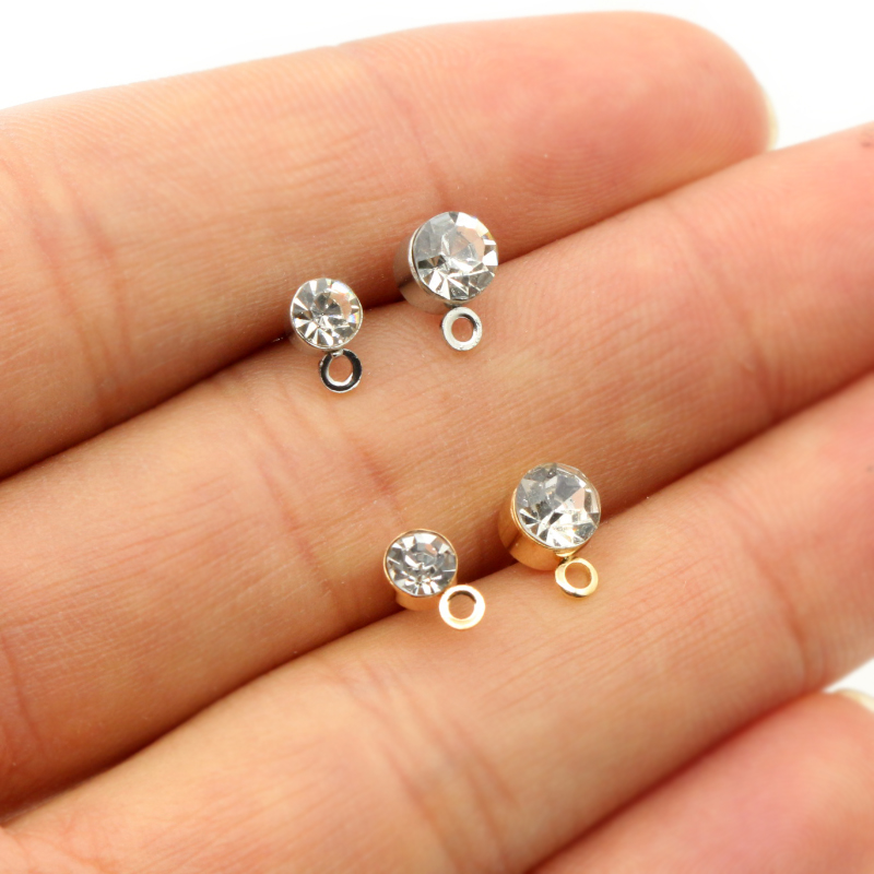 Jewelry Making Soldering Kit - 50pcs ต่างหู Pins Zircon 4/5/6mm Rhinestone