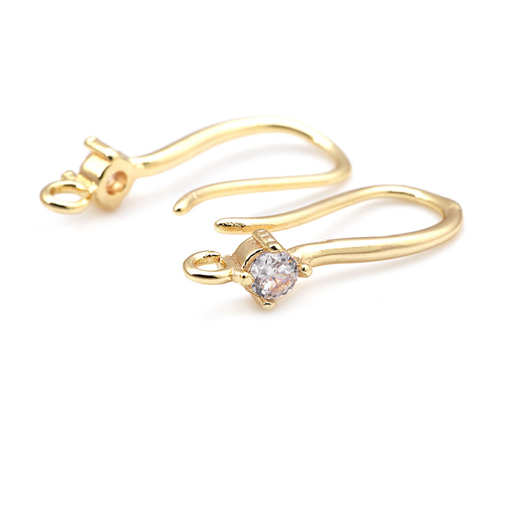18K Gold สีทองเหลืองเพทายรอบต่ - Jewelry Making Earring Supplies บทวิจารณ์และราคา