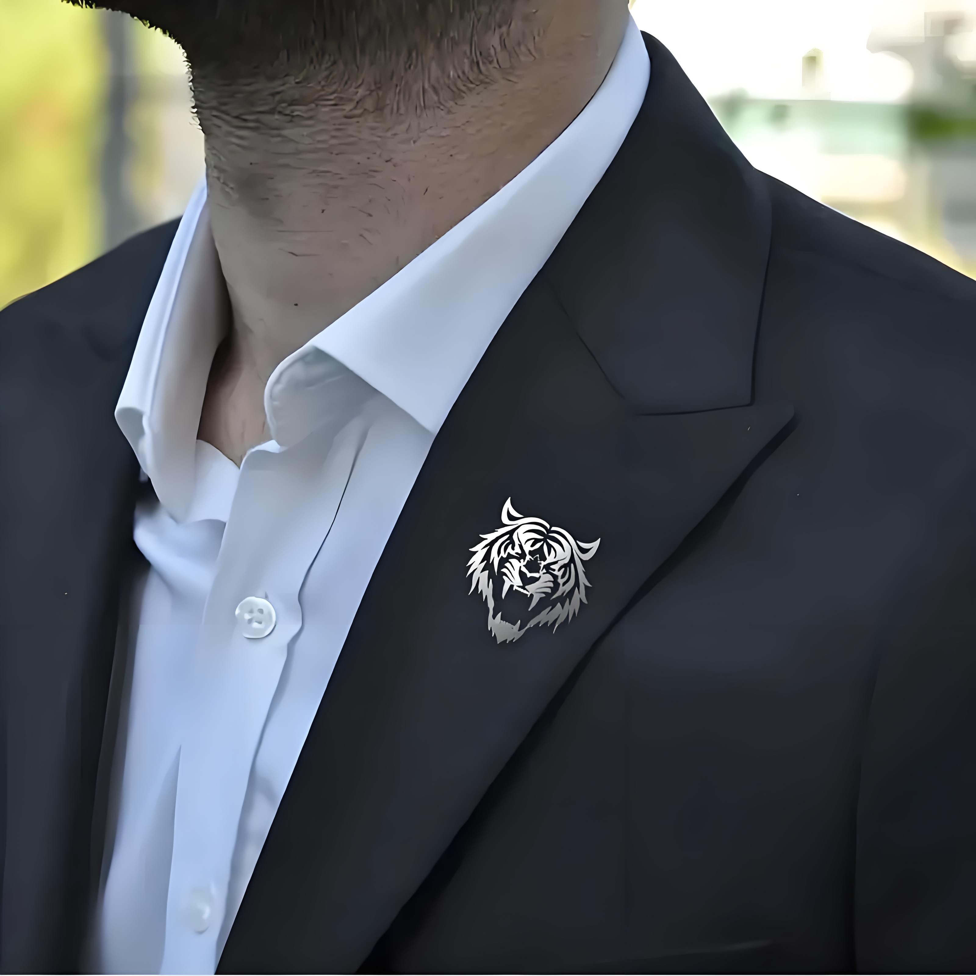 ผู้ชายสแตนเลส Tiger HEAD Lapel - Jewelry Making Head Pins บทวิจารณ์และราคา