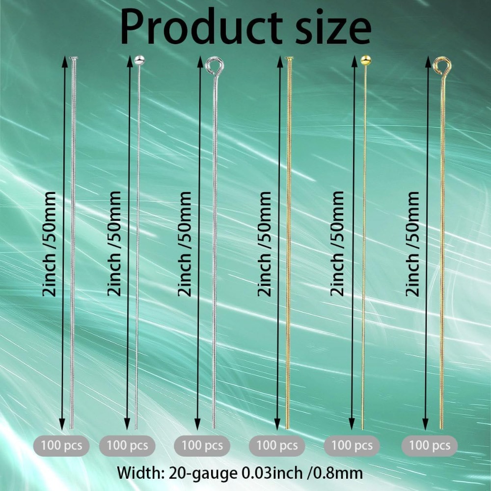 เข็มหมุดหัวแบน 600 ชิ้น สำหรับ - Jewelry Making Head Pins บทวิจารณ์และราคา